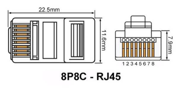 wymiary wtyku RJ-45