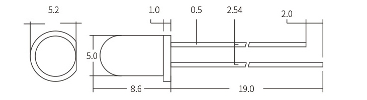 Dioda LED 5mm czerwona dyfuzyjna 20mA - 10 szt Dioda LED 5mm czerwona dyfuzyjna 20mA - 10 szt