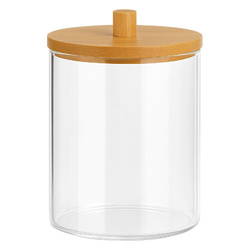 Acrylic Container for Cotton Swabs Cosmetic Sticks Bamboo Bathroom Organizer