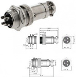GX16 4-PIN screw-on industrial connector - plug with socket