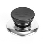 Lid handle - black with metal base - pot pan knob