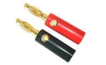 Banana plugs 4 mm - pair - gold plated/screwed contacts with housing