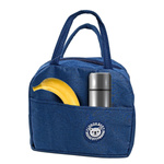 Thermal Breakfast Lunch Bag Navy Blue with Teddy Bear for Food
