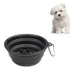 Collapsible 350 ml dog-cat bowl - black with tabs - touristy