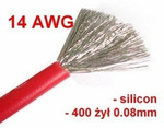 Tinned copper silicone cable 14AWG - 400 conductors - 2.0mm2 - red - flexible