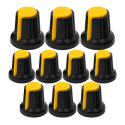 Knob Knob For Potentiometer Axle 6mm H 17mm Yellow 10 pcs