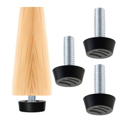 Adjustable foot for furniture 4pcs. - M8 22x18mm - black - furniture leg with washer