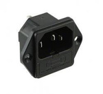 IEC AC receptacle - male - trapezoidal - with fuse - screwed to housing