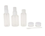 Containers for cosmetics and disinfectants - travel set - atomizer bottles