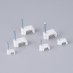 Square cable holder with 8mm nail - 100 pieces - white - cable holder