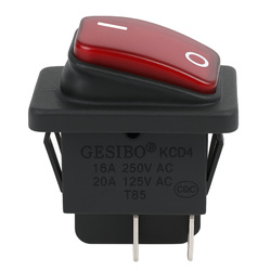 Key switch KCD4-R - 16A/250V - Double - ON/OFF - IP65 - red