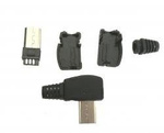 Micro USB type B plug - angled - with shield - type B - cable mounted