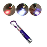 Mini 3-in-1 LED laser UV flashlight with carabiner - Aluminum - pocket-sized