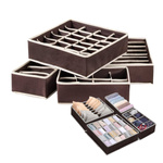 Lingerie Drawer Organizer - Set of 4 Elements - Brown Basket