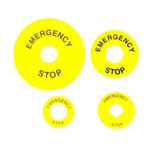 EMERGENCY STOP descriptive plaque - 40mm - Warning ring for safety button