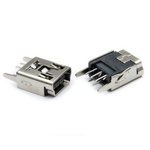 Female mini USB socket - 5+4 pin - straight