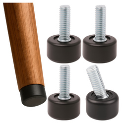 Stopka z przegubem  4szt 16x14mm czarna - noga meblowa M6 - stopka regulowana do mebli
