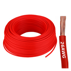 Przewód silikonowy miedziany ocynowany 26AWG - 28 żył - 0,14 mm2 - czerwony - elastyczny