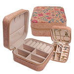 Jewelry Case In Flowers 10x10x5cm Imitation Cork Casket