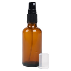 Ciemna Szklana Butelka Z Czarnym Atomizerem - 50 ml - Brązowe Szkło