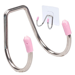 Stainless steel double hook - pink - Hanger without adhesive holder