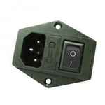 IEC AC receptacle - male - for housing - screw-on with fuse and circuit breaker