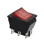 Key switch RS203-6C3R - 15A/250V - Double - ON-OFF-ON - 3-position - red