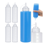 PE/PP Plastic Bottle 1000 ml - Dispensing Liquids with Screw-on Cap - Set of 5
