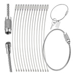Silver Steel Key Rope 15cm Twisted Key Ring - Pendants 15 pieces