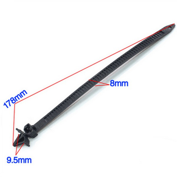 Opaska kablowa z klipsem 178x8mm - czarna- 1szt