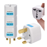 5x Adapter Uniwersalny Podróżny UK EU USA Biały z Uziemieniem Przejściówka