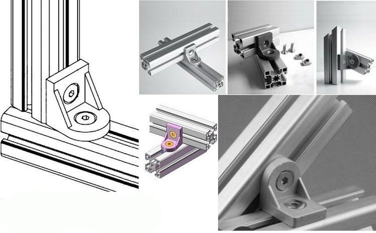 Uchwyt narożny zaokrąglony do profili aluminiowych 2020
