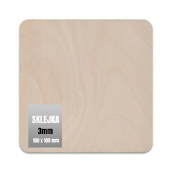 Kwadrat Ze Sklejki - 3mm - 100x100mm - Zaokrąglona Sklejka - Do Lasera