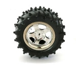 53x27mm platy wheel - for DIY robots and vehicles - black studded tire and silver rim