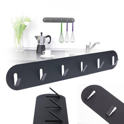 Metal wall hanger 6 hooks - black - strip with hooks