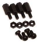 Nylon distance M3x10 - black - set of 4 pcs. with nuts and bolts