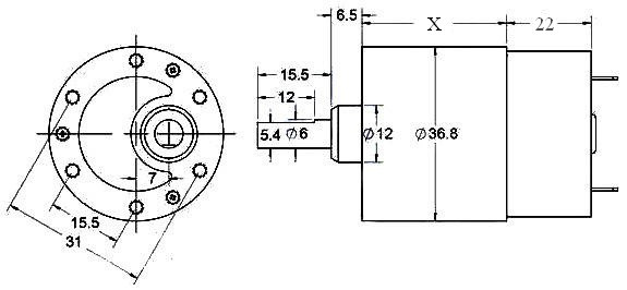 Silnik MT90 – widok z przodu z wałem