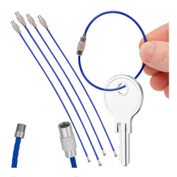 Blue Pendant Key Rope - Steel Twist-On Keychain 15cm - Set of 5
