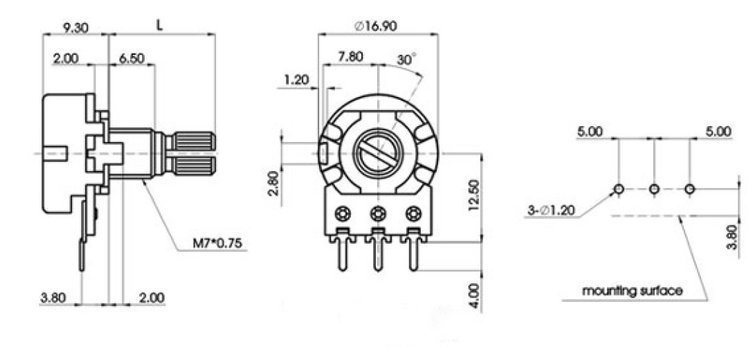 potencjometr liniowy B220K 220K potencjometr liniowy B220K 220K
