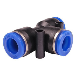 Plug connector tee T PE-10mm - Pneumatic quick coupling for water