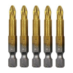 Titanium cross bit 50mm 1/4" - Screwdriver - Phillips PH2 - 5pcs