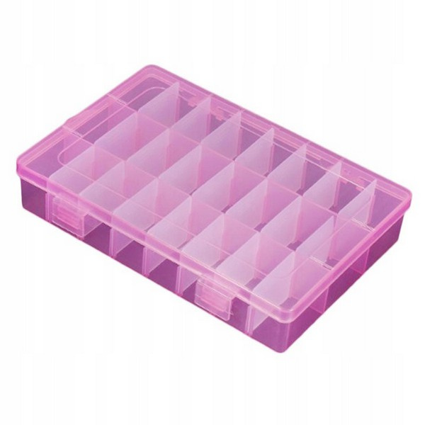 Organizer 24 przegródki 195x130x36mm - różowy - pojemnik na drobiazgi