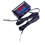 Panel Thermometer With Probe - 12V DC Two Channels - Red/Blue - 55 ~ + 120°C