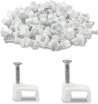 Square cable holder with 6mm nail - 100 pieces - white - cable holder