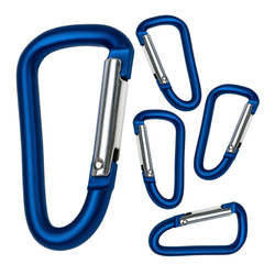 Aluminum Carabiner Type D 40mm Carabiner for Keys and Keychains - Set of 5