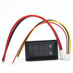 Voltmeter and ammeter 0-100V - 50A - 0.28' Red/Red - in case