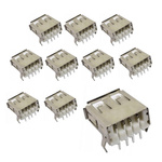 USB 2.0AF female socket 90° 14.0mm - 10 pcs -THT