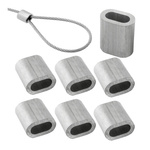 Steel cord clamp - for 2mm cord - 10pcs - oval aluminum sleeve