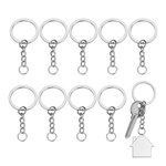 Flat Ring For Keychain With Chain Silver Clasp Eyelet 10pcs Keys