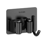 Broom Mop Holder With Hanger 8x6.5cm - Black Metal Self-adhesive Single